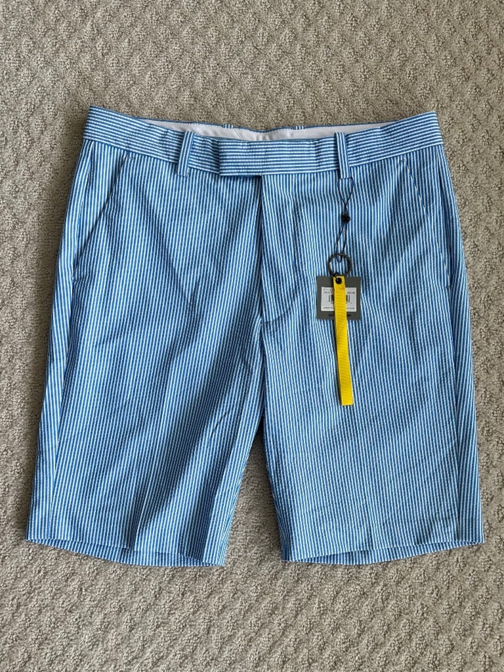 G/FORE Men's Striped Seersucker Golf Shorts Blue/White 32 Athleisure Classic NWT